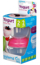 Sistema Yoghurtbøtter m. Skruelåg - 2-Pak - 150 ml. - Blå/Pink