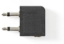 Nedis Stereo Audio Adapter | 2x 3,5 mm Hane | 2x 3.5 mm, Hona | Nickelplaterad | Vinklat 90° | Metall | Svart | 1 st. | Låda