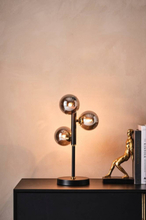PALLAS bordslampa Svart/guld/rökfärgat glas
