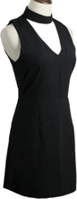 Neue Mode Frauen Minikleid V-Ausschnitt ärmellos Rücken Zipper Sexy Kleid schwarz
