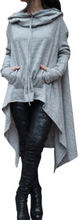 Mode Frauen Hoodies Kleid Kapuzenjacke Drawstring Asymmetrische Langarm Pullover Casual Sweatshirt