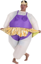 Netter Erwachsener aufblasbare Ballerina Kostüm Fat Suit für Frauen / Männer Luft-Ventilator betrieben Blow Up Halloween-Party-Fancy-Overall-Outfit