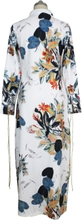 Mode Frauen Langarm Ethnische Blumendruck Cardigan Shirt Sommer Shirt Kimono Tunika Strand Vertuschen Weiß