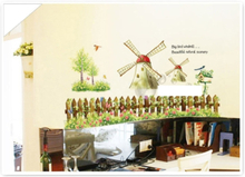 Cartoon Windmühle Wandtattoo Removable Land Art Aufkleber Kunst DIY steuern Dekoration 60 * 90cm