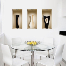 Set von 3 Magic 3D Vase Wandbilder Removable Wall Art Aufkleber Decals für Wohnzimmer Schlafzimmer Sofa DIY Home Decor