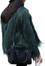 Winter Frauen Faux Pelzmantel Einfarbig Langarm Flauschige Oberbekleidung Kurze Jacke Haarigen Warmen Mantel