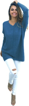 Frauen Herbst Winter Pullover V-Ausschnitt lose gestrickte übergroße Baggy Pullover Pullover Tops Kleid Plus Size Oberbekleidung