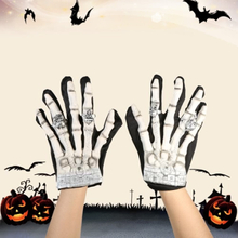 Full Finger Horror Skeleton Handschuhe Ghost Skull Knochen Handschuhe Kostüm für Halloween Cosplay Rollenspiel für Erwachsene Teens