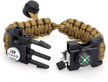 Survival Armband Essential Survival Gear Kit mit SOS Led Light Compass Feuerstarter Whistle für Camping Wandern Survival Trips