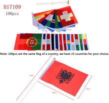 Anself 100pcs 2016 Europacup Olympischen Spiele Welt Handheld Flagge mit Fahnenmast Flagge für Euro 2016 International Day Sports Events Hand Flag GR 20 * 28cm