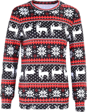 Winter Frauen Pullover Rentier Schnee Drucken Oansatz Langarm Elegante Warme Pullover Weihnachten Tops Bluse