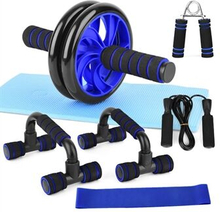 7 stk/sæt Rullehjul Fitness Sæt Push-Up-stænger Knæpude Jump Rope Hand Gripper Workout Kit