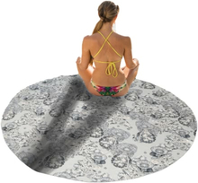 Neue Art und Weise Frauen Strandtuch Satin Polyester Blumendruck-Farben-Block-runde Form Boho Style-Decke