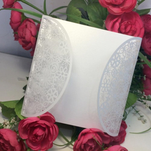 10ST romantische weiße Hochzeit Einladung zu einer Feier Karte Umschlag zarte geschnitzte Blumen