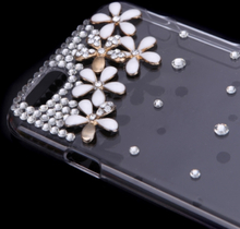 Luxus klar Transparent Crystal Bling Strass Diamond White Flower Fall wieder decken schützende Hartschale für Apple iPhone 6
