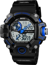 SKMEI 1331 Männer Quarz 3 Zeit Chrono Uhren Countdown Dual Time Analog Digitalanzeige Armbanduhr 5ATM Wasserdicht Mode Casual Hintergrundbeleuchtung Multifunktionale Uhren