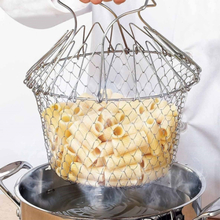 1 Stück Home Küche Faltbare Fry Basket Pochieren Kochen Frittieren Obst Gemüse Ausspülen Waschen Cook Tool 201 Edelstahl