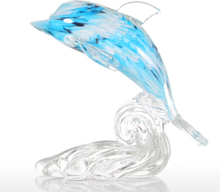 Tooarts Blue Dolphin Glas Ornament Tierfigur Handblown Home Decor
