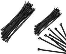 Kabelbinders/tie-wraps pakket zwart 300x stuks in 3 verschillende formaten