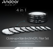 Andoer® 55mm UV + CPL + Close Up + 4 + Sterne 8-Punkt Filter Circular Filtersatz Circular Polarizer Filter Macro Close-Up Star-8-Punkt Filter mit Beutel für Nikon Canon Pentax Sony DSLR-Kamera