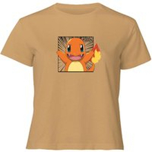 Pokémon Pokédex Charmander #0004 Women's Cropped T-Shirt - Tan - S