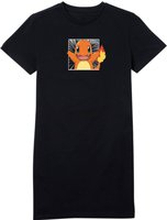 Pokémon Pokédex Charmander #0004 Women's T-Shirt Dress - Black - L