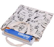 Cartoon Muscial Instrumente Muster Waschbare Baumwolltuch Handtasche Musik-Taschen-Schulter-Lebensmittelgeschäft-Einkaufstasche für Studenten Mädchen