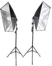 Fotostudio Cube Umbrella Softbox Licht Beleuchtung Zelt Kit Foto Video-Equipment 2 * 135W Bulb 2 * Stativ stehen 2 * Softbox 1 * Tragetasche für Portrait-Produkt