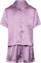 Pajama Satin Set Short Pyjamassæt Purple Lindex