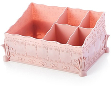 1 Stück Comestic Aufbewahrungsbox Make-up Organizer Multifunktions Blumendekor Chic Box für Lippenstifte Fernbedienung Stifte Handys Rosa