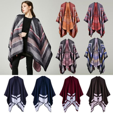 Frauen Poncho Schal Strickjacke Pullover Geometrische Striped Warm Kap Schal Lange Schals Pashmina Outwear
