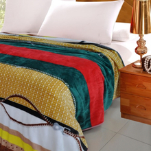 Reißverschluss Streifen gedruckte Muster Flanell Decke Bett Laken Bettwäsche Home Textiles Queen Größe 200 * 230CM