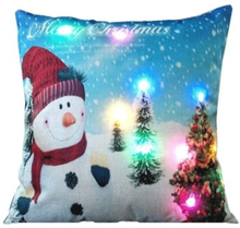 18 * 18 zoll / 45 * 45 cm Leinen Bunten LED-Licht Weihnachten Kissenbezug Dekorative Sofa Auto Dekokissen Fall Kissenbezug