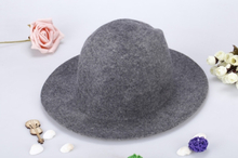 Mode Unisex wolle Fedora Hut Trilby Crown Cap breiter Krempe Bowler Derby Headwear Diskette Eimer Hut grau