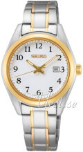 Seiko SUR466P1 Neo Classic Hvid/Gul guldtonet stål Ø30 mm