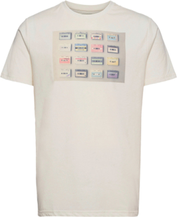 Clive Recycled Cotton Printed T-Shirt T-shirts Short-sleeved Beige Kronstadt*Betinget Tilbud