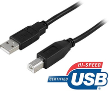 USB 2.0 kaapeli, A-B u-u, 2m, musta