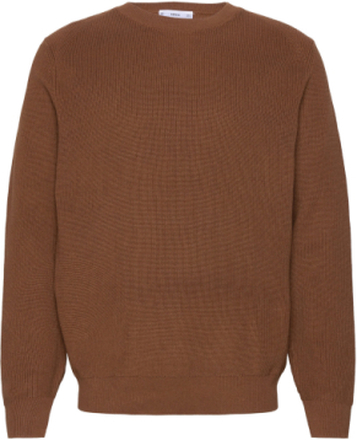 Structured Cotton Sweater Tops Knitwear Round Necks Brown Mango