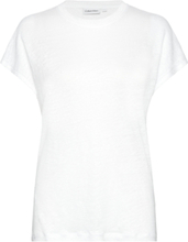 Linen Jersey C-Neck Top Ss T-shirts & Tops Short-sleeved Hvit Calvin Klein*Betinget Tilbud