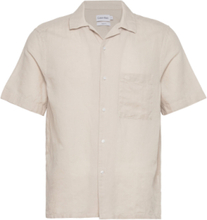 Linen Cotton Cuban S/S Shirt Tops Shirts Short-sleeved Beige Calvin Klein