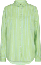 Kaia Stripe Linen Shirt Shirts Linen Shirts Grønn MOS MOSH*Betinget Tilbud