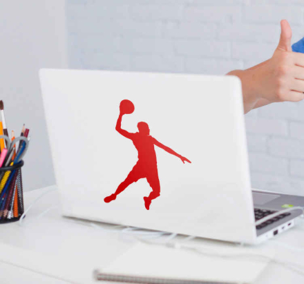 Laptop sticker basketbal speler silhouet