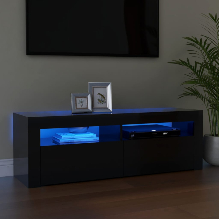 vidaXL TV-bänk med LED-lampor högglans svart 120x35x40 cm
