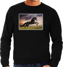 Dieren sweater met paarden foto zwart voor heren - paard cadeau trui
