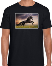 Dieren t-shirt met paarden foto zwart voor heren - paard cadeau shirt