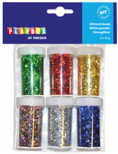 Playbox Glitterpulver/Glimmer Basfrger 20g - 6 st