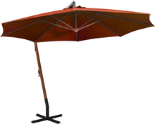 vidaXL Hängande parasoll med stolpe terrakotta 3,5x2,9 m granträ