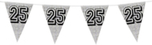 Holografische vlaggenlijn 8 m met het cijfer 25 zilver