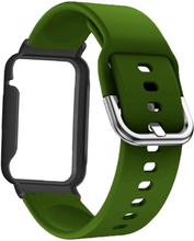Silicone watch strap with cover for Xiaomi Mi Band 7 Pro - Army Green / Black