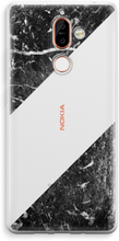 Nokia 7 Plus Transparant Hoesje (Soft) - Zwart marmer